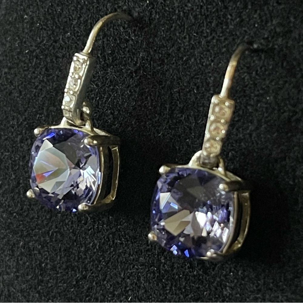 Vintage Large Purple C/Z Earrings - Picture 6 of 8